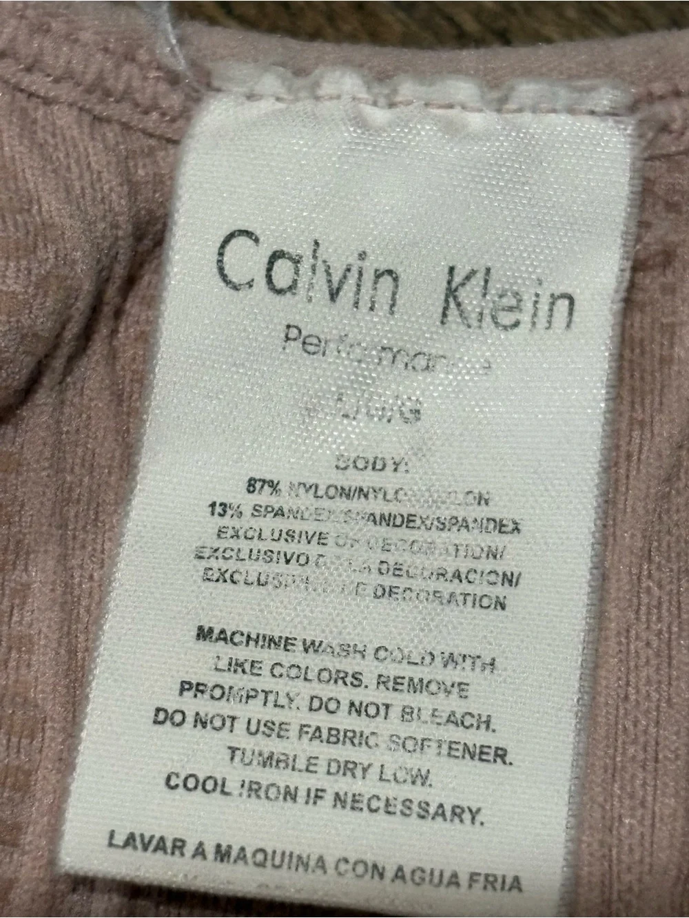 Calvin Klein Dusty Pink Activewear Top with Black Logo Trim